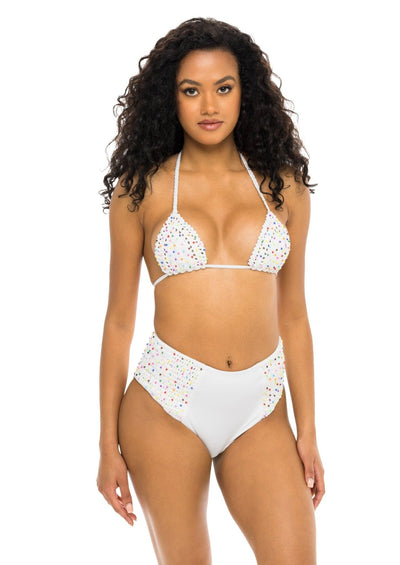 Cancun Crochet High Waist Bikini Bottom - Daydream White - Swim Bottom - JMP The Label