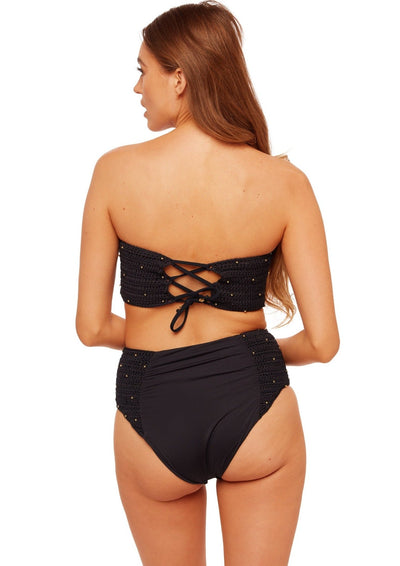 Cancun Crochet High Waist Bikini Bottom - Midnight Black - Swim Bottom - JMP The Label