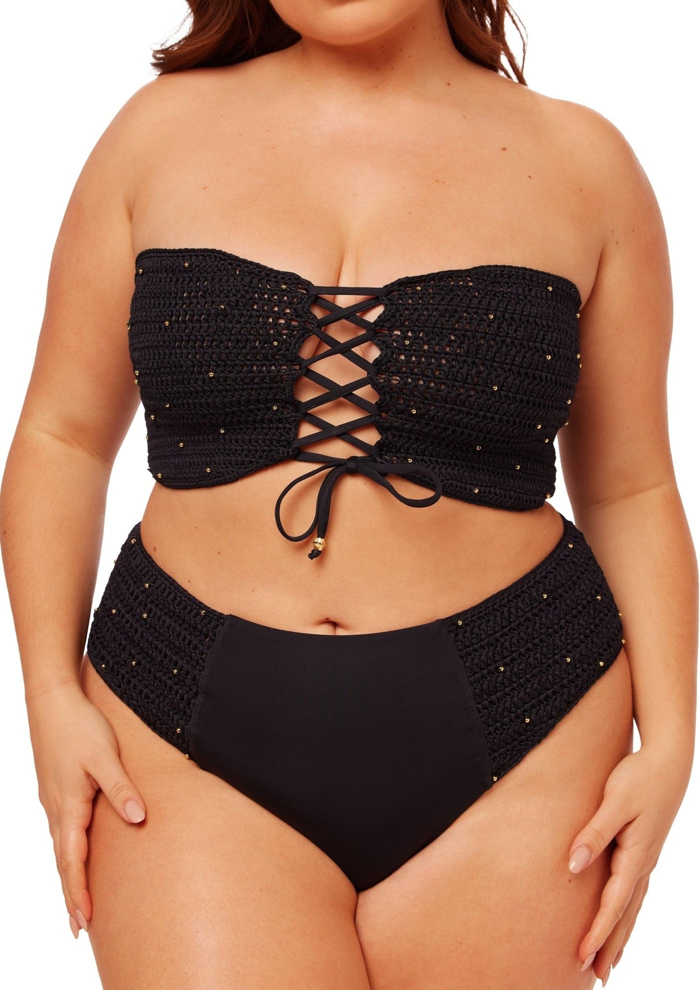 Cancun Crochet High Waist Bikini Bottom - Midnight Black - Swim Bottom - JMP The Label