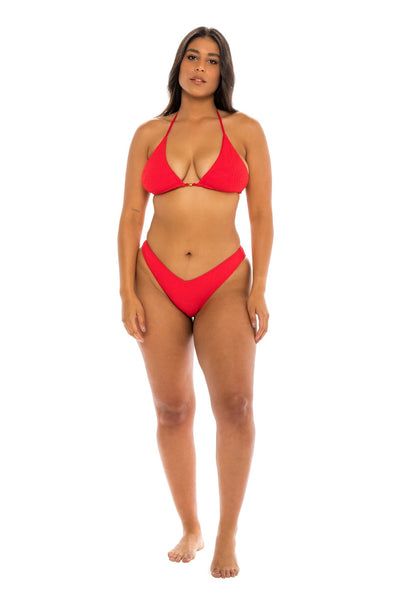Capri Triangle Bikini Top - Amore Red Paisley - Swim Top - JMP The Label