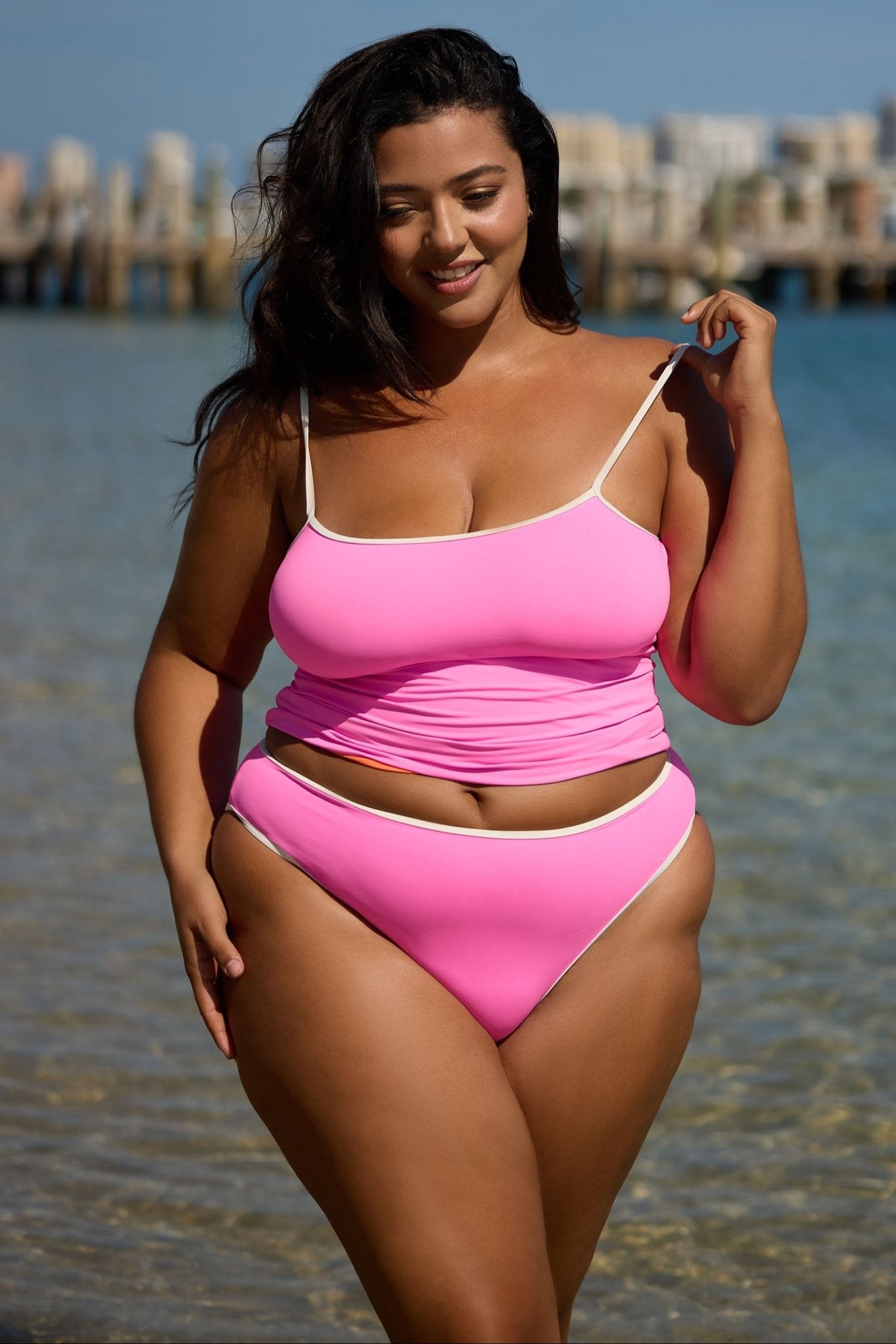 Catalina Top - Pink Orange Reversible - Swim Top | JMP The Label