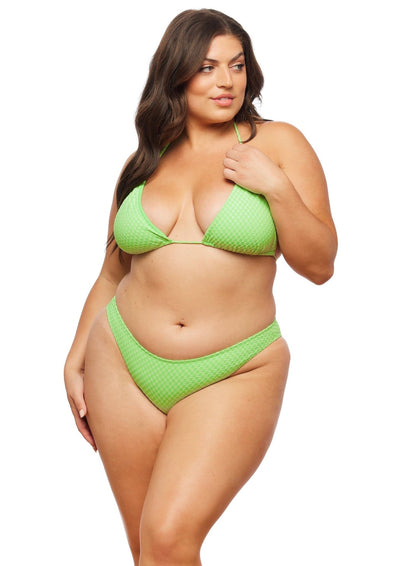 Cayman Mid Rise Bikini Bottom - Lime Green Check - Swim Bottom | JMP The Label