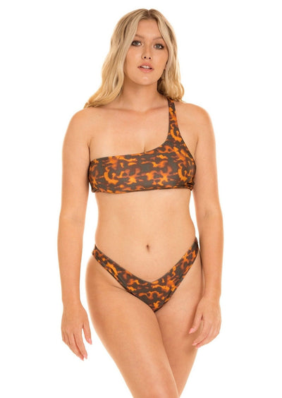 Dallas One Shoulder Bikini Top - Tortuga Print - Swim Top - JMP The Label