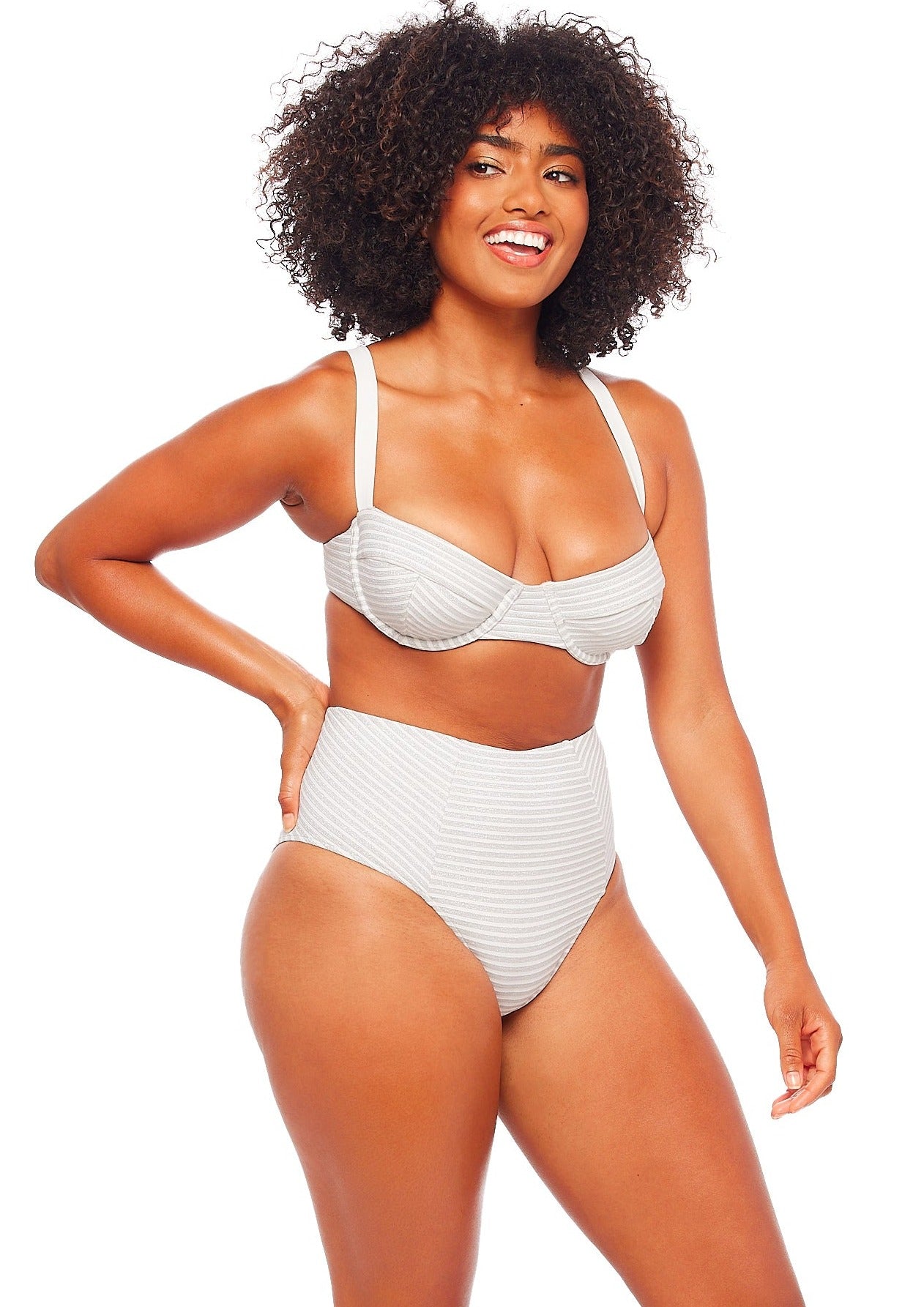 Helena Underwire Bikini Top - White Shimmer - Swim Top | JMP The Label