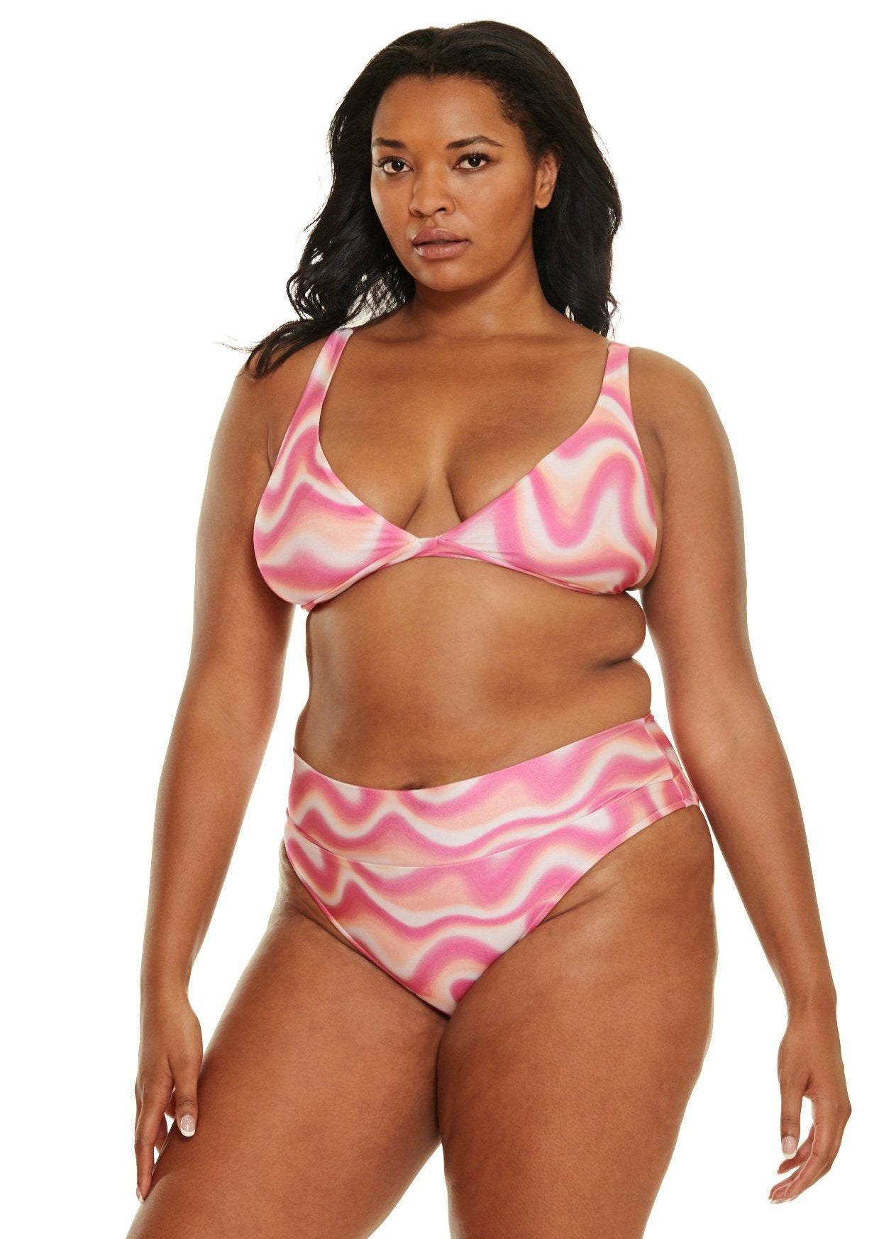 Hermosa High Apex Banded Bikini Top - Retrowave Print - Swim Top | JMP The Label