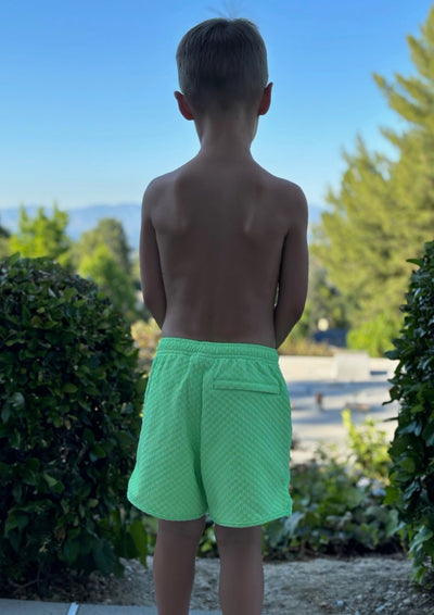 Indy Boys Swim Trunk - Lime Green Check - Kids Swim | JMP The Label