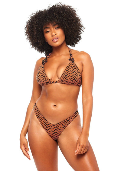 Lagos Triangle Bikini Top - Tiger Switch Reversible Print - Swim Top - JMP The Label