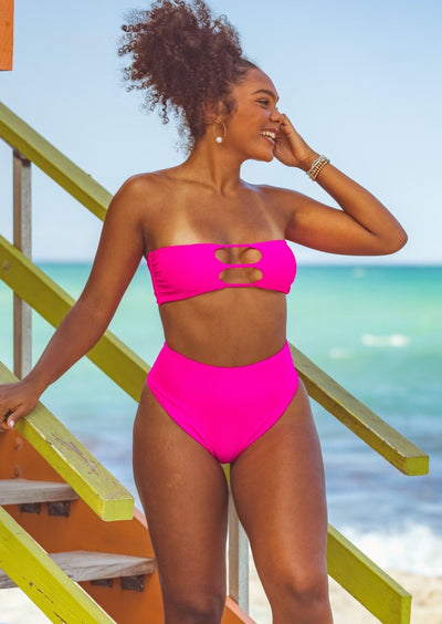 Laguna High Waist Bikini Bottom - Passion Pink - Swim Bottom | JMP The Label