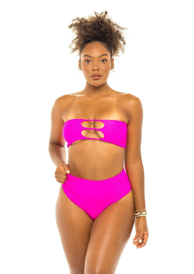 Laguna High Waist Bikini Bottom - Passion Pink - Swim Bottom | JMP The Label