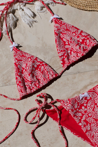 Lido Top - Red Paisley - Swim Top | JMP The Label
