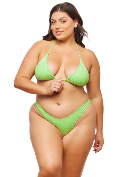 Lido Triangle Bikini Top - Lime Green Check - Swim Top | JMP The Label
