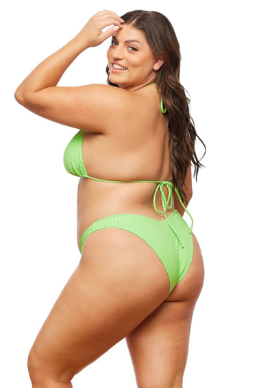 Lido Triangle Bikini Top - Lime Green Check - Swim Top | JMP The Label