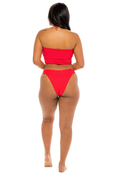 London Banded Cheeky Bikini Bottom - Amore Red Paisley - Swim Bottom - JMP The Label