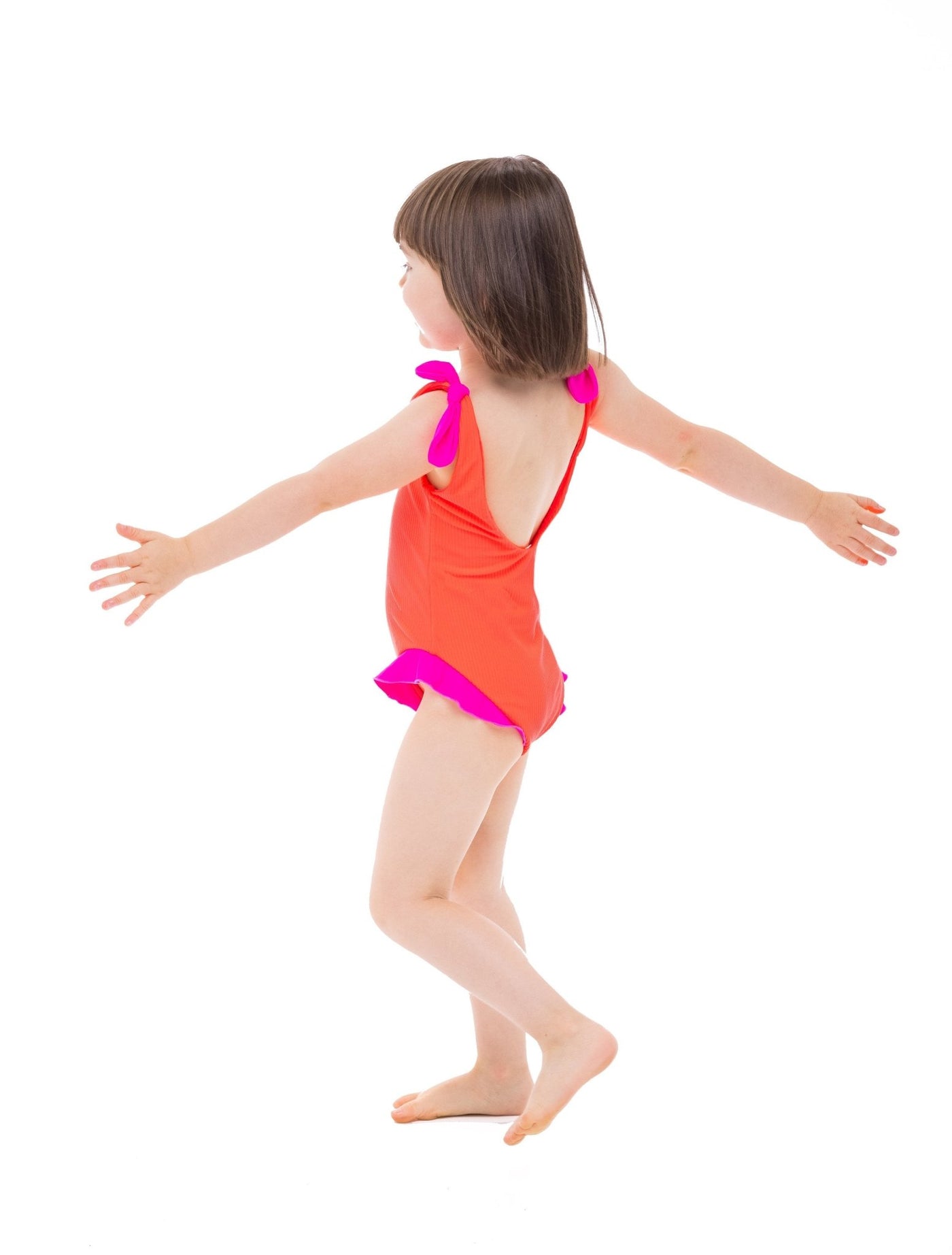 Lulu Girls One Piece Swimsuit - Heatwave Neon Coral - Kids Swim | JMP The Label