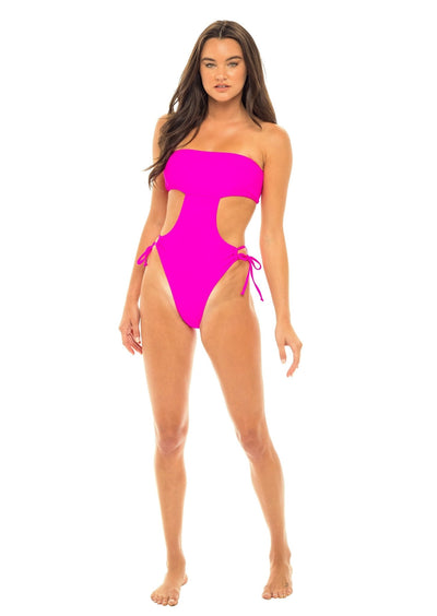 Maldives Bandeau Cut Out One Piece Swimsuit - Passion Pink - Swim One Piece | JMP The Label
