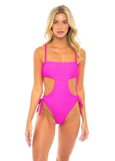 Maldives Bandeau Cut Out One Piece Swimsuit - Passion Pink - Swim One Piece | JMP The Label