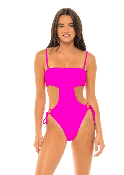 Maldives Bandeau Cut Out One Piece Swimsuit - Passion Pink - Swim One Piece | JMP The Label