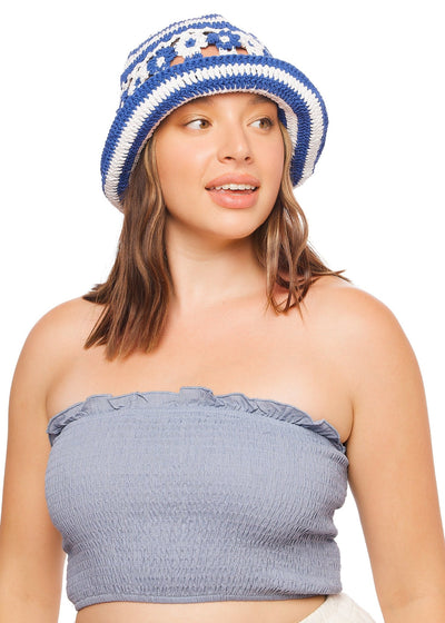 Meadow Crochet Bucket Hat - Blue - Hats | JMP The Label