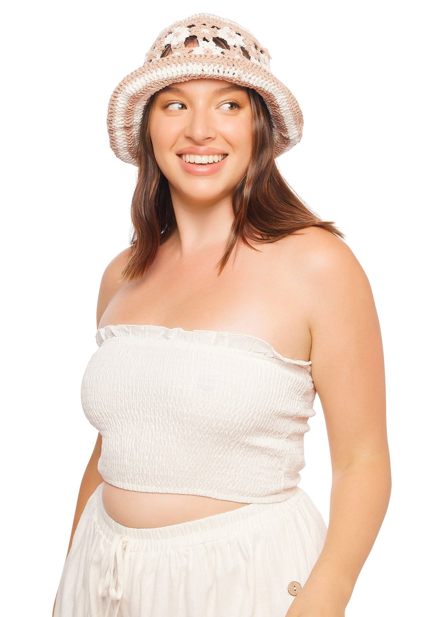 Meadow Crochet Bucket Hat - Tan - Hats | JMP The Label
