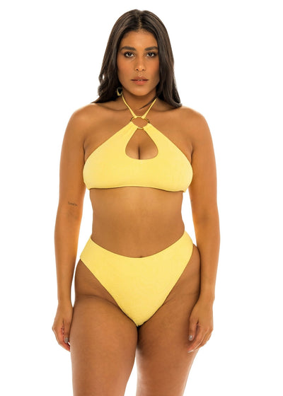Monaco High Waist Cheeky Bikini Bottom - Soleil Yellow Paisley - Swim Bottom - JMP The Label