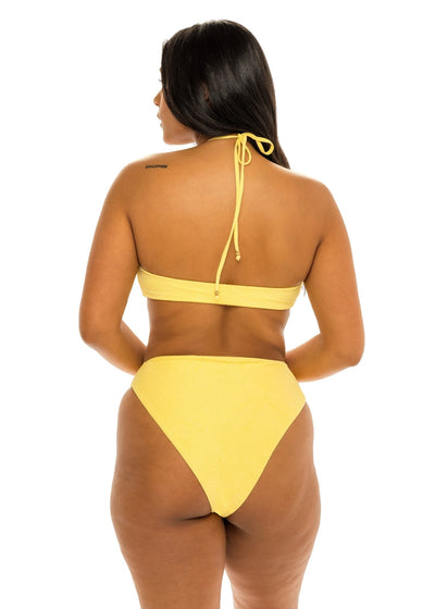 Monaco High Waist Cheeky Bikini Bottom - Soleil Yellow Paisley - Swim Bottom - JMP The Label