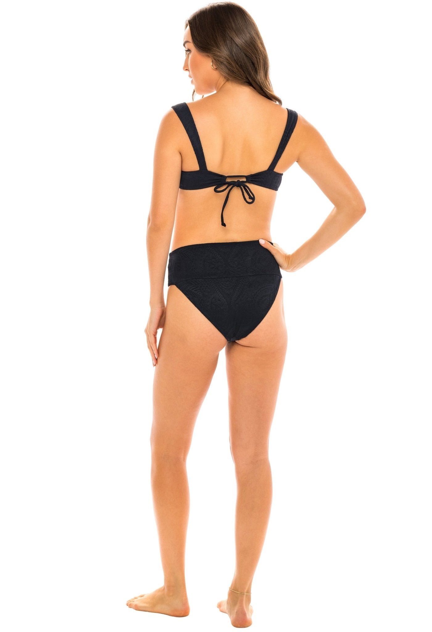Monterey Full Coverage Bikini Bottom - Noir Black Paisley - Swim Bottom | JMP The Label