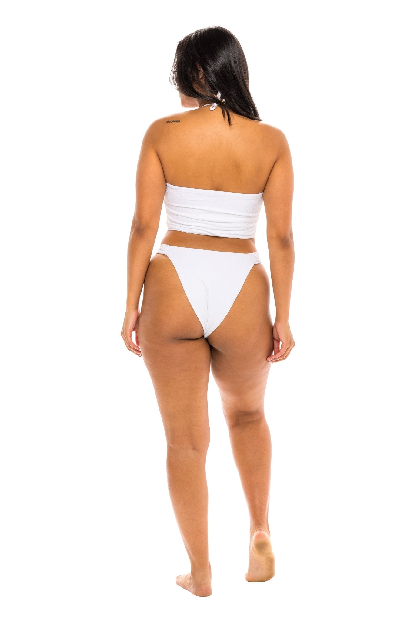 Napa Knotted Cheeky Bikini Bottom - Dove White Paisley - Swim Bottom | JMP The Label
