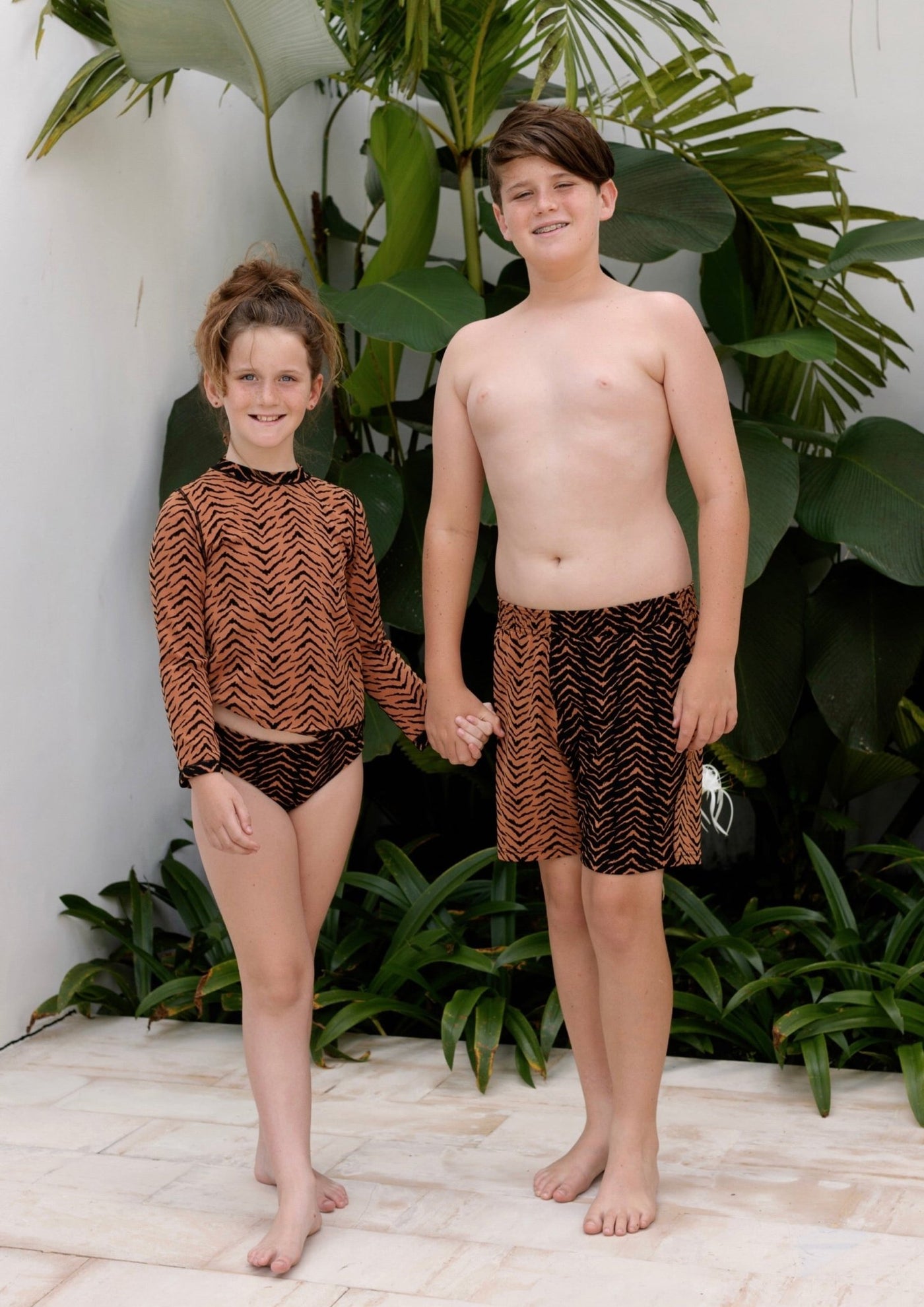 Oceanside Unisex Child's Rashguard Swim Top - Tiger Switch Print - Kids Swim | JMP The Label