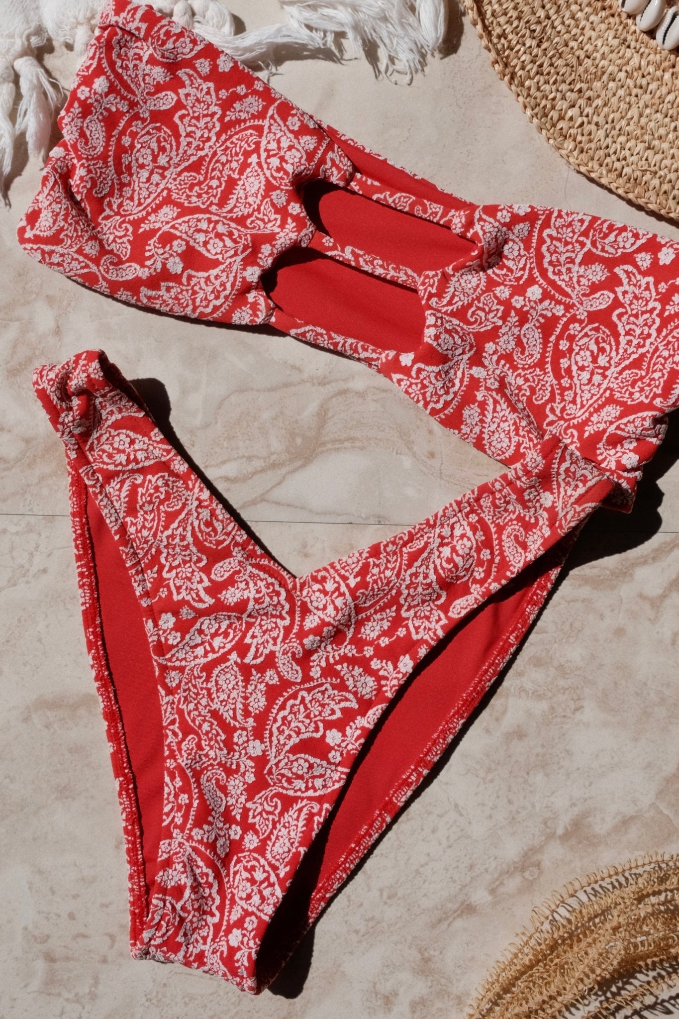 Rio Bottom - Red Paisley - Swim Bottom | JMP The Label
