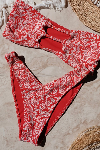 Rio Bottom - Red Paisley - Swim Bottom | JMP The Label