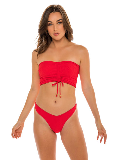 Rio High Leg Cheeky Bikini Bottom - Amore Red Paisley - Swim Bottom - JMP The Label