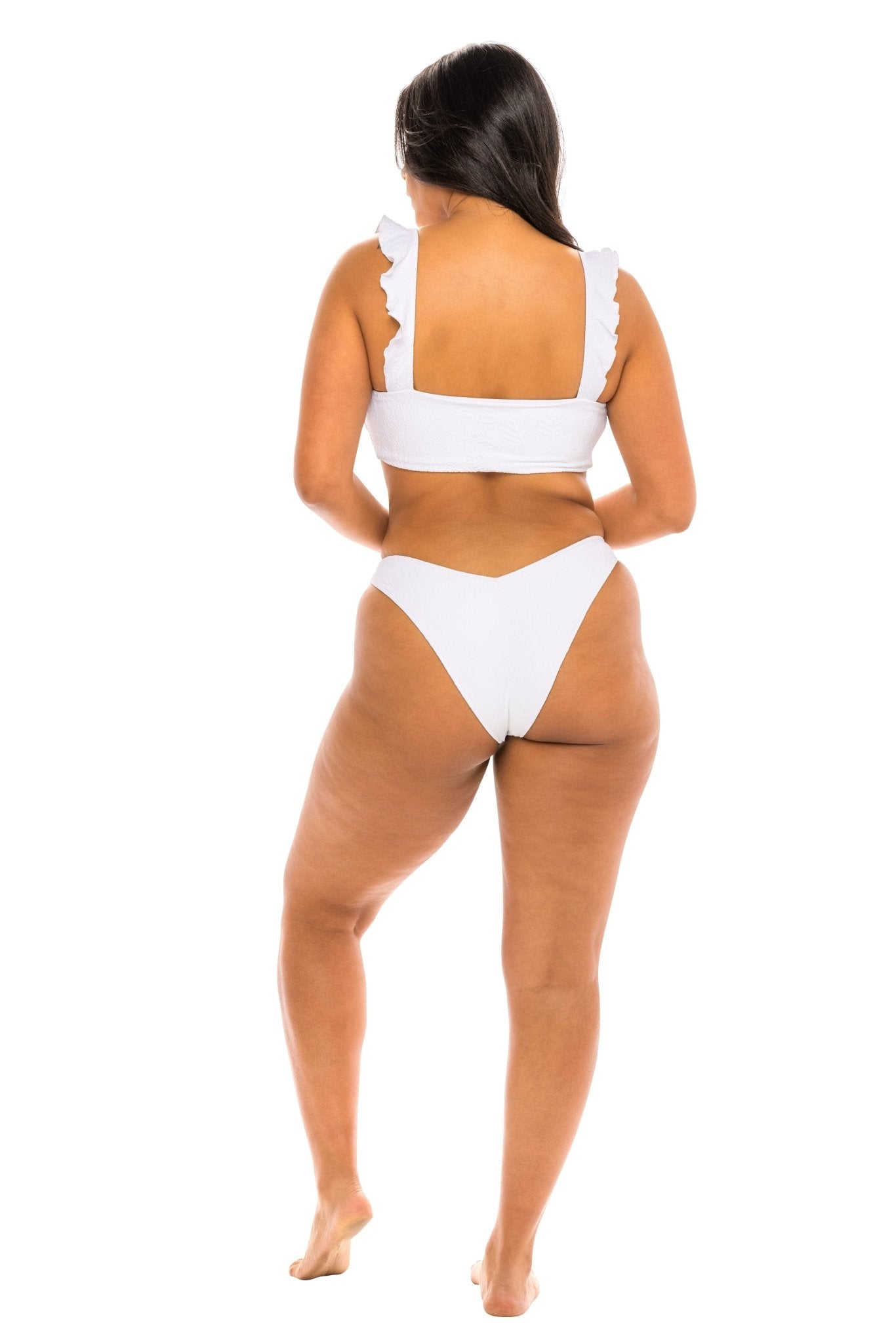 Rio High Leg Cheeky Bikini Bottom - Dove White Paisley - Swim Bottom - JMP The Label