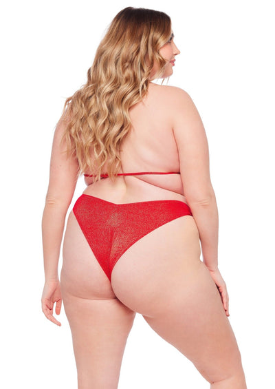 Rio High Leg Cheeky Bikini Bottom With Trim - Blaze Lurex - Swim Bottom | JMP The Label