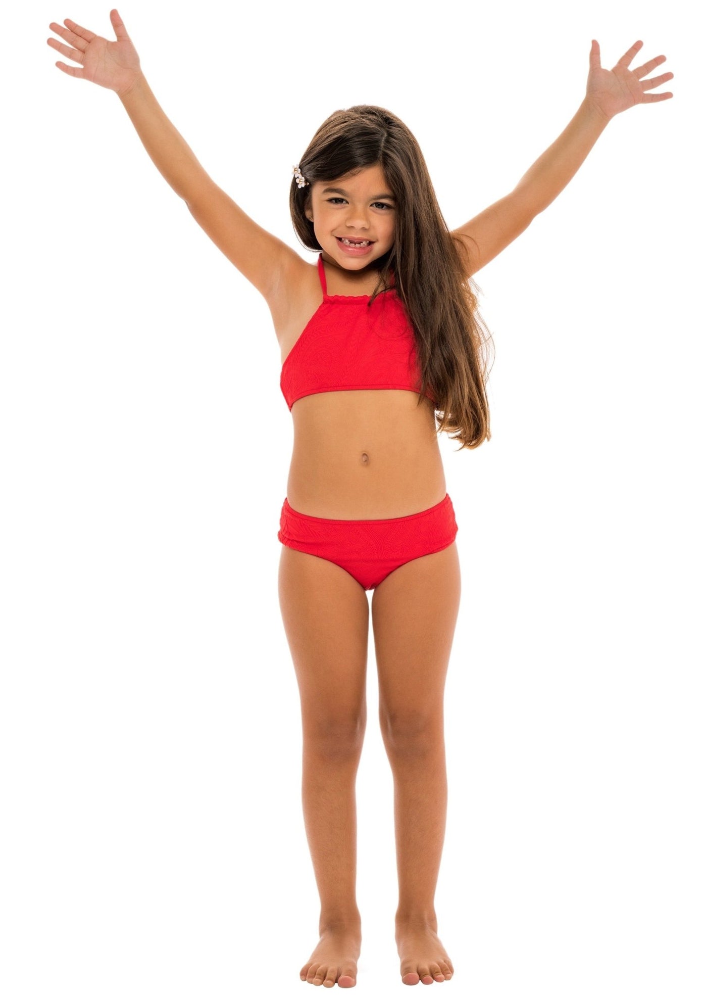 Rivi Girls Halter Bikini Set - Amore Red Paisley - Kids Swim | JMP The Label