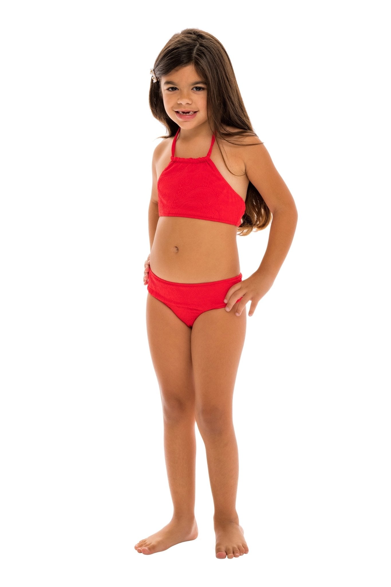 Rivi Girls Halter Bikini Set - Amore Red Paisley - Kids Swim - JMP The Label