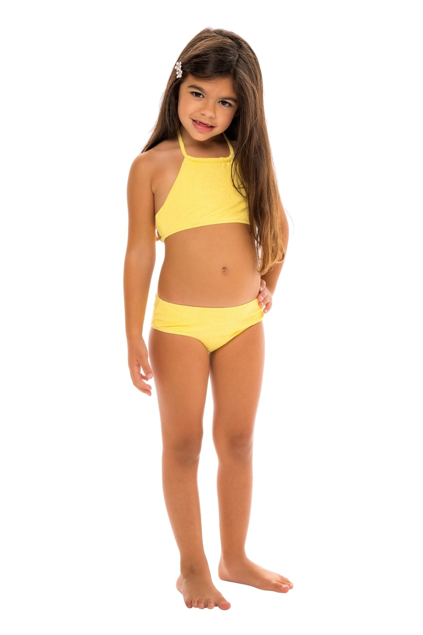 Rivi Girls Halter Bikini Set - Soleil Yellow Paisley - Kids Swim | JMP The Label