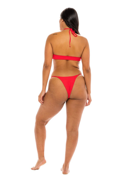 Riviera High Neck Halter Bikini Top - Amore Red Paisley - Swim Top | JMP The Label