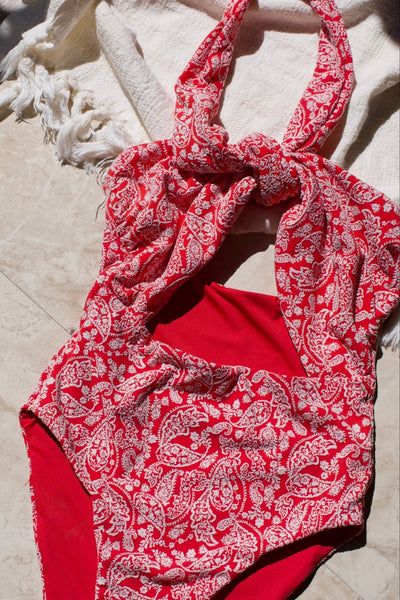 Santorini One Piece - Red Paisley - Swim One Piece | JMP The Label