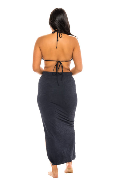 Sorrento High Slit Bodycon Skirt - Noir Black Paisley - Skirt | JMP The Label