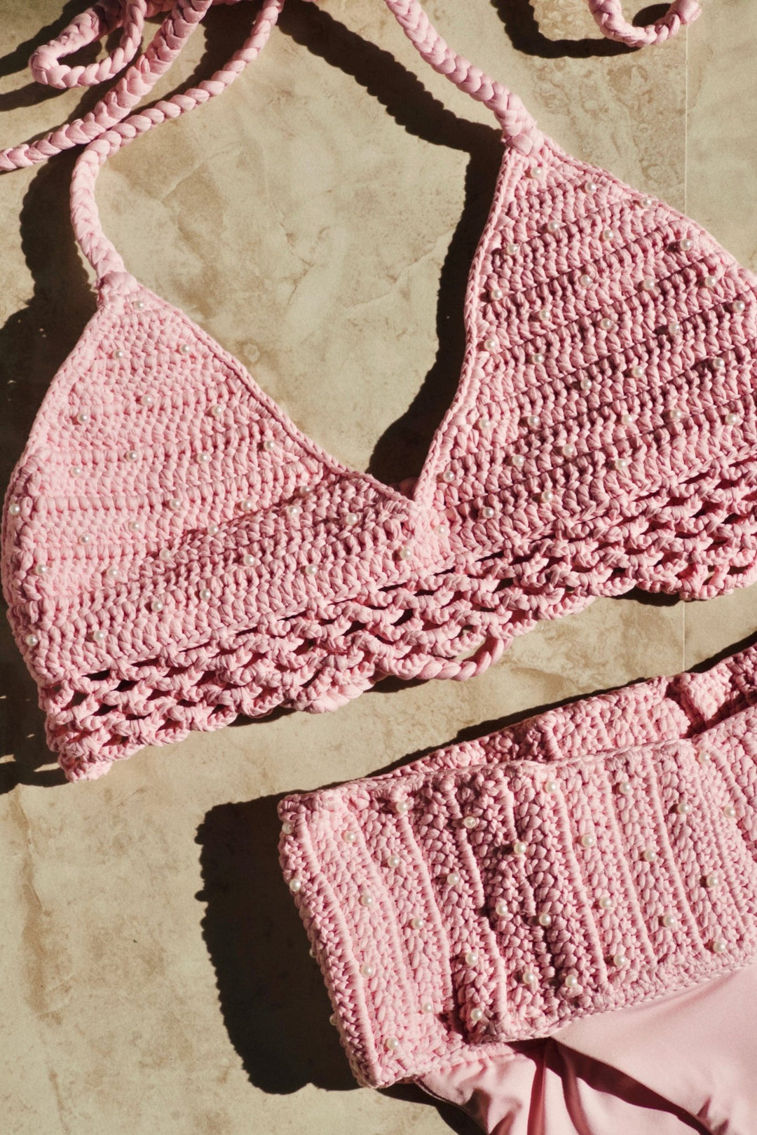 Tulum Crochet Bralette Bikini Top - Ballet Pink - JMP The Label