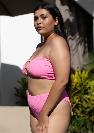 Vegas Strappy Cut Out Bandeau Bikini Top - Pink Leopard - Swim Top | JMP The Label
