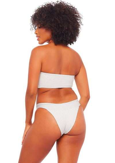 Vegas Strappy Cut Out Bandeau Bikini Top - White Shimmer - Swim Top - JMP The Label