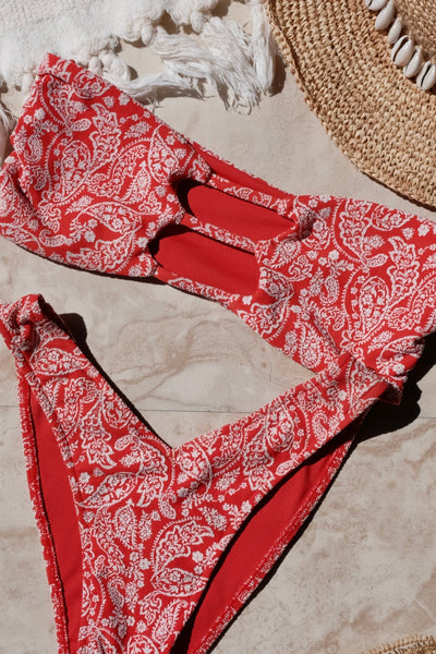 Vegas Top - Red Paisley - Swim Top | JMP The Label