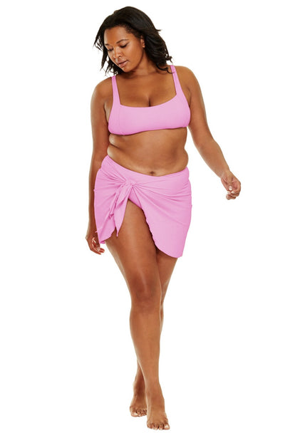 Tahiti Mini Sarong Wrap Skirt - Blushing Pink