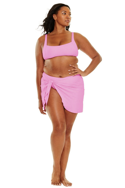 Tahiti Mini Sarong Wrap Skirt - Blushing Pink