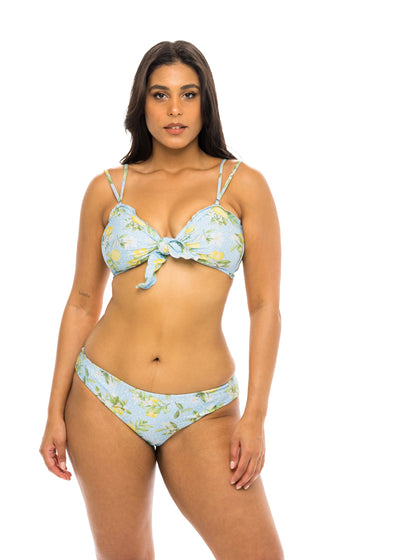 Avalon Ruffle Trim Bandeau Bikini Top - Main Squeeze Print