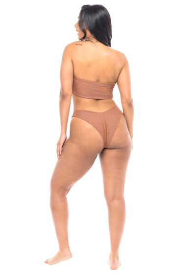 Vegas Strappy Cut Out Bandeau Bikini Top - Sienna