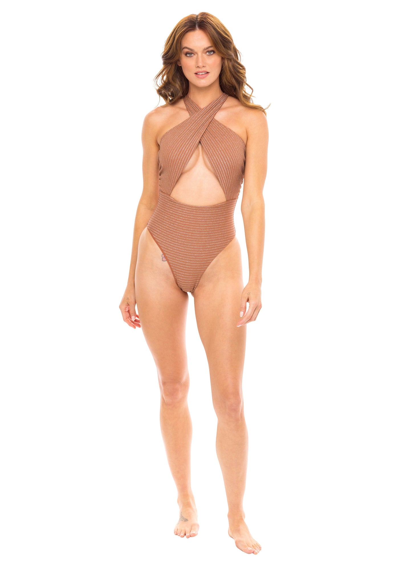 Cheyenne Halter Wrap One Piece Swimsuit - Sienna