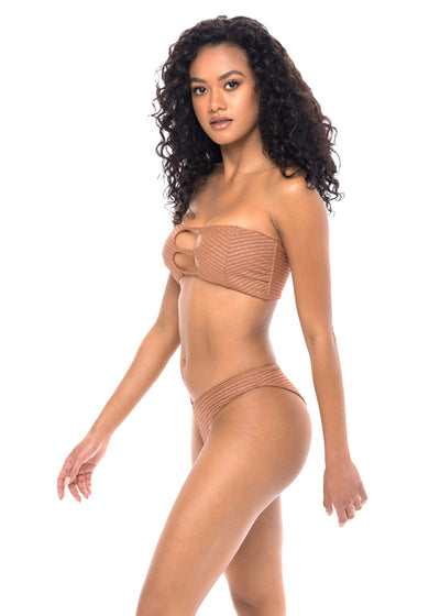 Vegas Strappy Cut Out Bandeau Bikini Top - Sienna