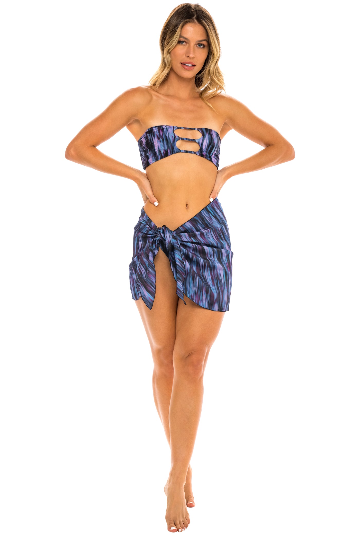 Tahiti Mini Sarong Wrap Skirt - Twilight Print